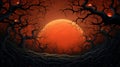 an image of a dark forest with a red moon in the background Royalty Free Stock Photo