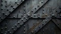 The image is a dark, metal door with rivets. It is a very secure door that would be difficult to break down Royalty Free Stock Photo