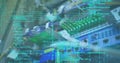 Image of data processing against close up of computer server Royalty Free Stock Photo