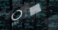 Image of data processing and binary coding over globe on black background Royalty Free Stock Photo