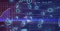 Image of data processing and binary coding over scope scanning on blue background Royalty Free Stock Photo