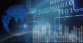Image of data processing and binary coding on screen over planet earth Royalty Free Stock Photo