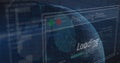 Image of data processing, binary fingerprint and globe