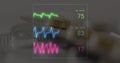 Image of data processing and cardiograph over pills Royalty Free Stock Photo