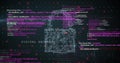 Image of data processing and cloud, padlock and shield on black background Royalty Free Stock Photo