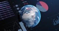 Image of data processing and diagrams over globe Royalty Free Stock Photo