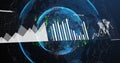 Image of data processing and diagrams over globe Royalty Free Stock Photo