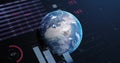 Image of data processing and diagrams over globe Royalty Free Stock Photo