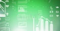 Image of data processing and digital icons over green background Royalty Free Stock Photo