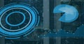 Image of data processing on digital screen over servers Royalty Free Stock Photo