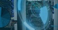 Image of data processing on digital screen over servers Royalty Free Stock Photo
