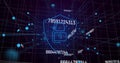 Image of data processing and digital shield with padlock on black background Royalty Free Stock Photo