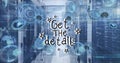 Image of data processing and get the details text over server room Royalty Free Stock Photo