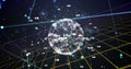 Image of data processing and globe with connections over grid Royalty Free Stock Photo