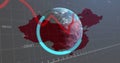 Image of data processing with graph over world map and globe Royalty Free Stock Photo
