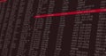 Image of data processing on grey and red computer screen Royalty Free Stock Photo