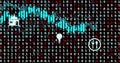 Image of data processing with icons over binary coding on black background Royalty Free Stock Photo
