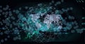 Image of data processing with network of connections over world map and globe Royalty Free Stock Photo