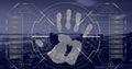 Image of data processing over biometric handprint