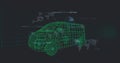 Image of data processing over 3d car model over grid on black background Royalty Free Stock Photo
