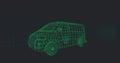 Image of data processing over 3d car model over grid on black background Royalty Free Stock Photo