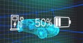 Image of data processing over digital car on black background Royalty Free Stock Photo