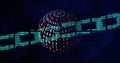 Image of data processing over globe with binary coding on black background Royalty Free Stock Photo