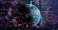Image of data processing over globe and connections with binary coding Royalty Free Stock Photo