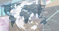 Image of data processing over globe and world map Royalty Free Stock Photo