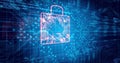 Image of data processing over padlock icons