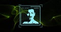 Image of data processing over people icons and green spots