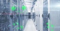 Image of data processing over server room Royalty Free Stock Photo