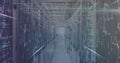 Image of data processing over server room Royalty Free Stock Photo