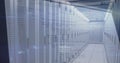 Image of data processing over tech room with computer servers Royalty Free Stock Photo