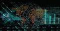 Image of data processing over world map and globe Royalty Free Stock Photo