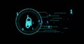 Image of data processing and padlock with binary coding over dark background Royalty Free Stock Photo