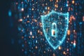 Image of data processing and padlock. Computer security day and celebration concept digitally generated image Royalty Free Stock Photo