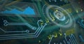 Image of data processing with scope scanning over computer server Royalty Free Stock Photo