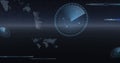 Image of data processing, world maps and statistics recording over universe