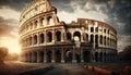 image of a day in the Roman Empire, history scene, gladiators, the Colosseum. Generative ai