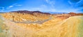 Death Valley panorama of endless colorful mountains from sediment erosion Royalty Free Stock Photo
