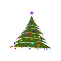 Image of decorated pine tree for New Year`s celebrations. happy new year.