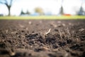 image of deep black chernozem soil in a field Royalty Free Stock Photo