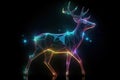 Image of deer with beautiful colors and light on a dark background. Wildlife Animals. Illustration, generative AI