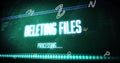 Image of deleting files text and digital data processing over green background Royalty Free Stock Photo