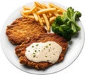 Image of Delicious-looking Chicken fried steak. AI-Generated.