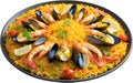 an image of Delicious-looking Paella food. Ai-generated.