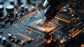 Exploring the Intricacies of Artificial Intelligence Technology Through a Close Up of a Computer Chip Royalty Free Stock Photo