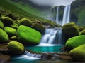 Majestic Waterfall Cascading Down Rugged Cliffs for Website Background