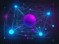 Neural network visualization with interconnected glowing nodes and pathways Royalty Free Stock Photo
